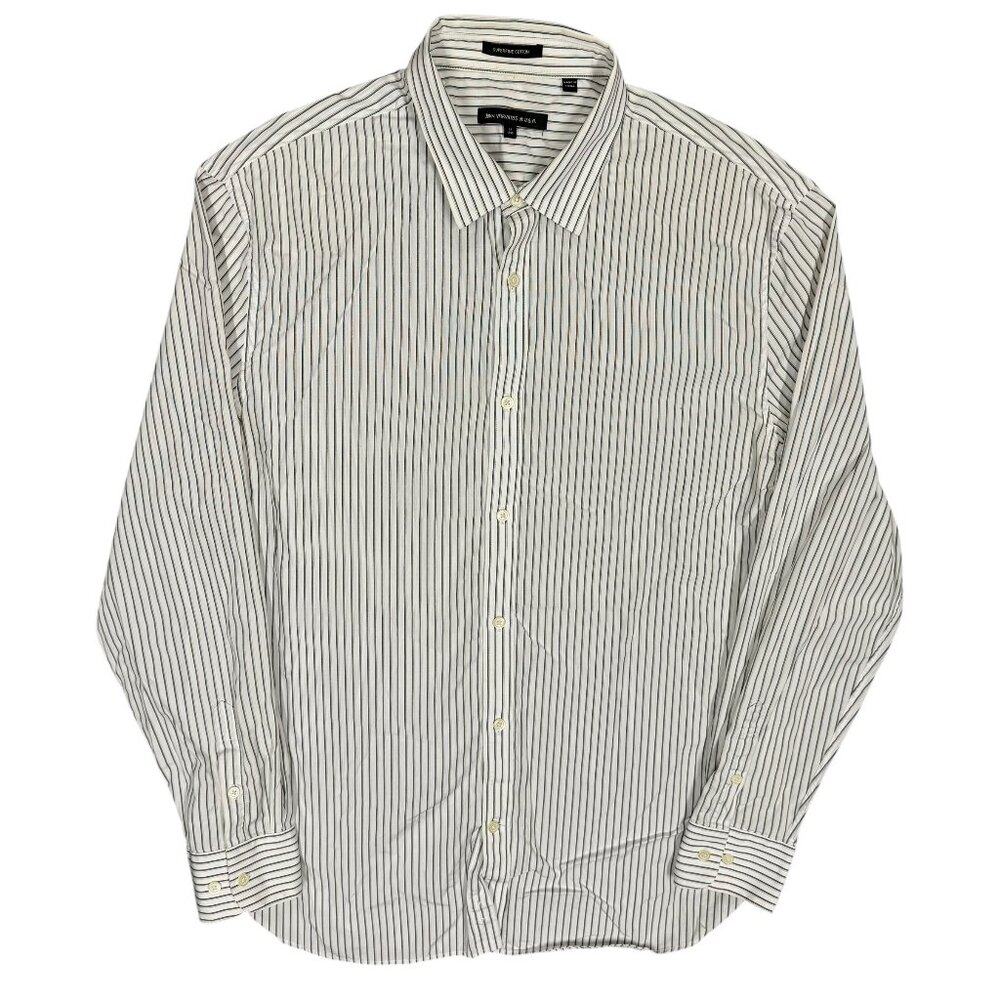 John Varvatos USA Superfine Cotton Striped Dress Shirt White 41 16 Long Large